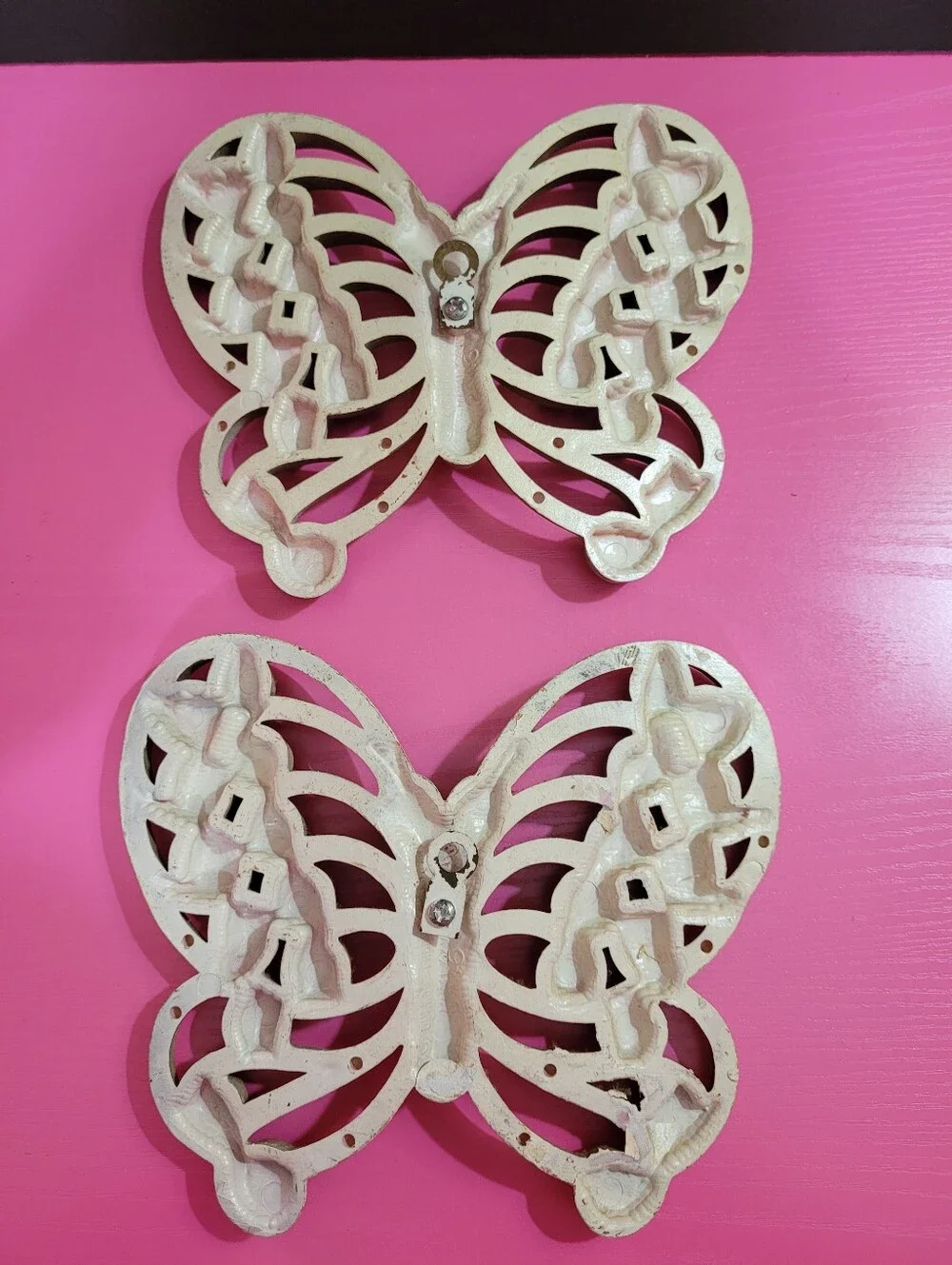 Vintage Burwood Products Gold Butterfly Wall Decor Set Of 2 Plastic (1669)